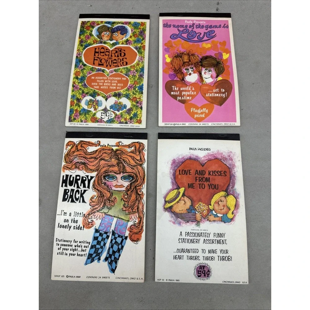 NEW Vintage 1960s‎ Stationary Pads By Paula Presents - Funny Cute Stationary